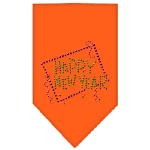 Happy New Year Rhinestone Bandana Orange Large